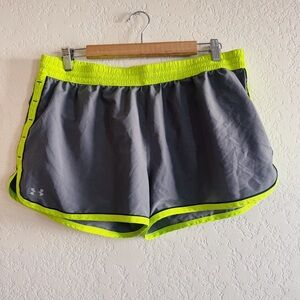 Under Armour | grey and lime green athletic shorts | XL